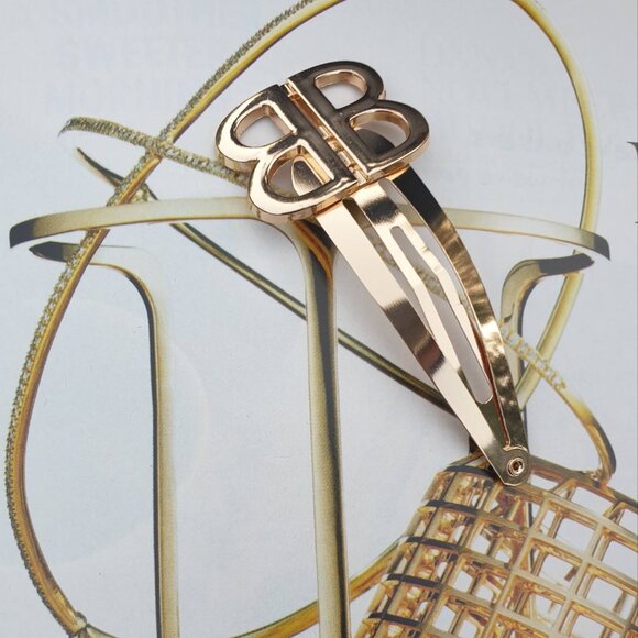 Women Gold Metal Hair Clip Pin Set OF 2 Fashion Formal Casual Accessory Gift - Picture 1 of 3